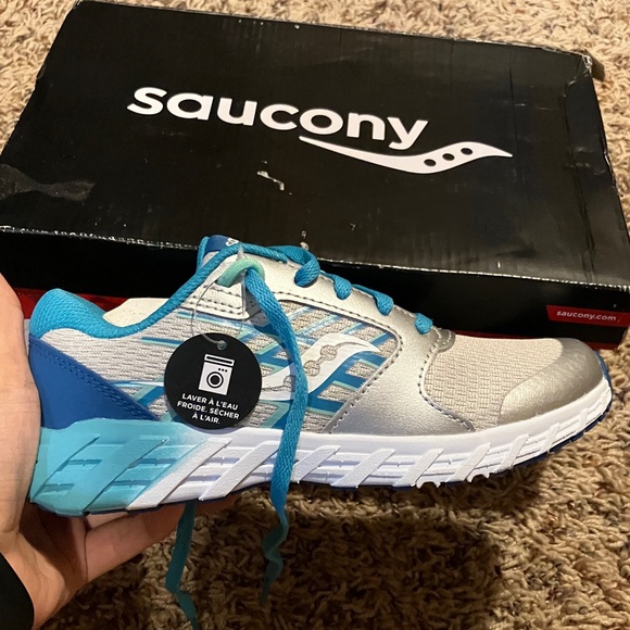 Saucony Kids Sneakers - Silver and Blue - Picture 1 of 5
